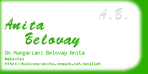 anita belovay business card